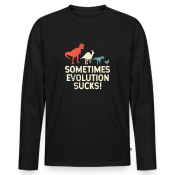 Evolution Dinosaur Humor Funny Sayings - Men's Premium Organic Long Sleeve Shirt - black - Front - Nico (187cm)