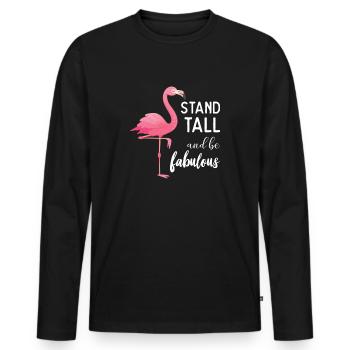 Fabuleux flamants roses - T-shirt manches longues Premium bio Homme - noir - Devant - Nico (187cm)
