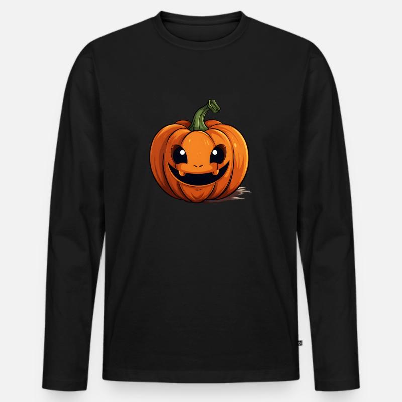 cute pumpkin - Männer Premium Bio Langarmshirt - Schwarz