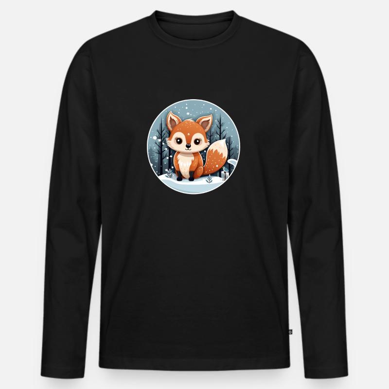 Füchschen im Schnee - Männer Premium Bio Langarmshirt - Schwarz