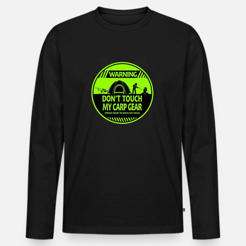 Karpfen-Warnung - Männer Premium Bio Langarmshirt - Schwarz