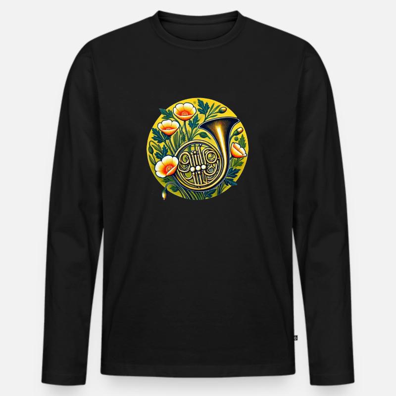 Waldhorn - Männer Premium Bio Langarmshirt - Schwarz
