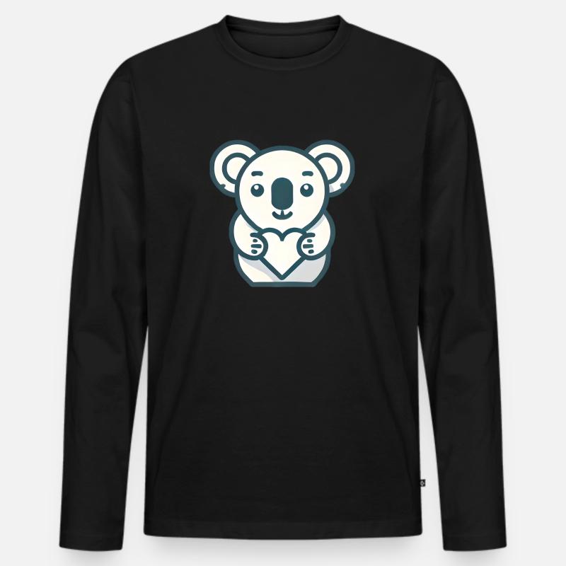 Koalabär - Männer Premium Bio Langarmshirt - Schwarz
