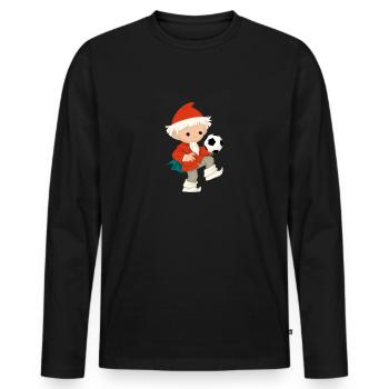 Sandmännchen spielt Fußball - Männer Premium Bio Langarmshirt - Schwarz - Vorne - Nico (187cm)