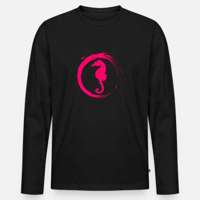 Seepferdchen - Männer Premium Bio Langarmshirt - Schwarz