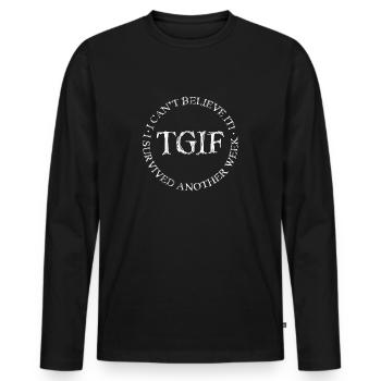 TGIF White - Men's Premium Organic Long Sleeve Shirt - black - Front - Nico (187cm)