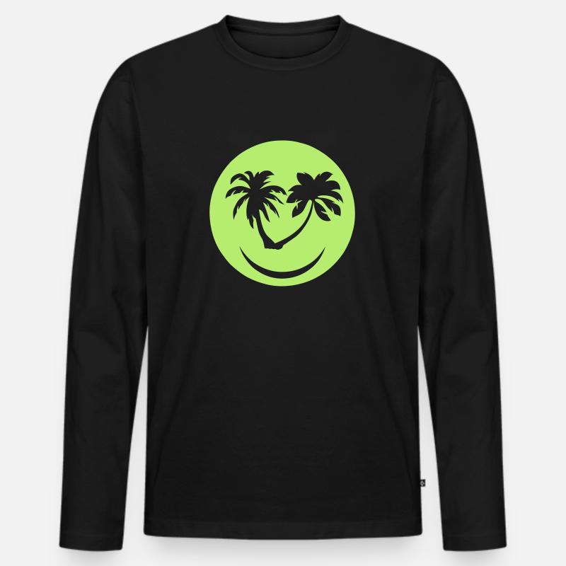 Palm Smiley Lächeln Lächeln - Männer Premium Bio Langarmshirt - Schwarz