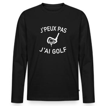 J'peux Pas J'ai Golf - T-shirt manches longues Premium bio Homme - noir - Devant - Nico (187cm)
