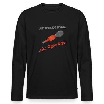 Je peux pas j'ai reportage - journaliste - T-shirt manches longues Premium bio Homme - noir - Devant - Nico (187cm)