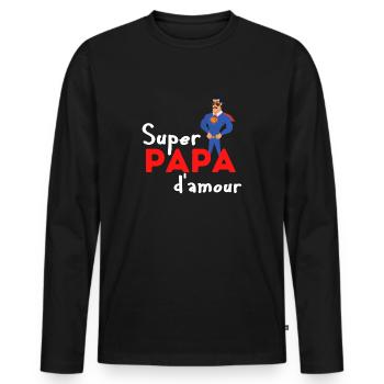 Super papa d'amour - T-shirt manches longues Premium bio Homme - noir - Devant - Nico (187cm)