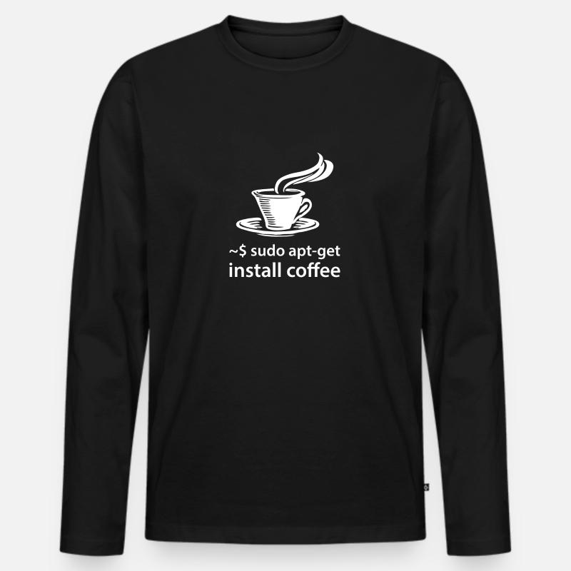 sudo apt-get install coffee - IT Coder Linux T-shirt manches longues Premium bio Homme