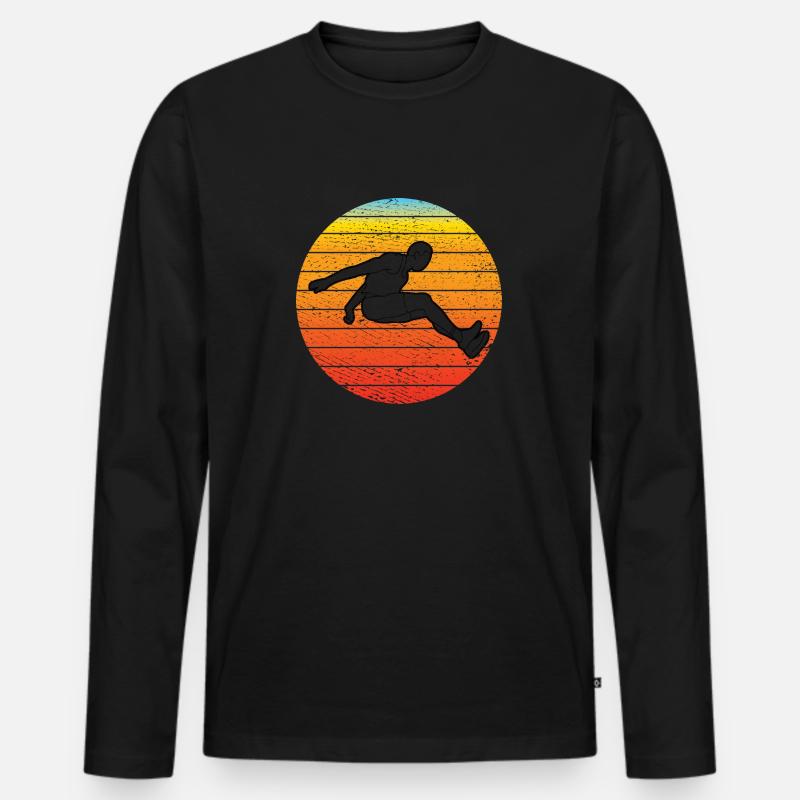 Weitsprung Dreisprung Weitspringer Sportlehrer - Männer Premium Bio Langarmshirt - Schwarz