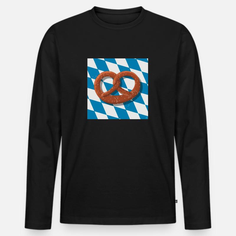 Bayrische Breze - Männer Premium Bio Langarmshirt - Schwarz