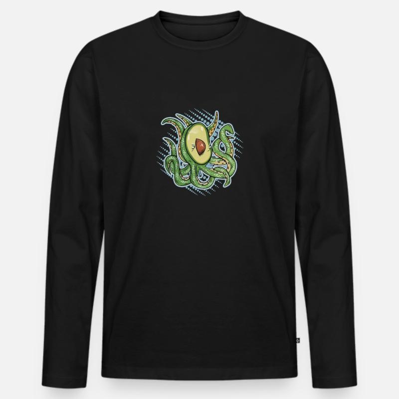 Avocado with tentacles - Männer Premium Bio Langarmshirt - Schwarz