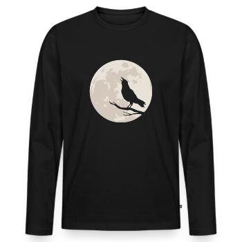 Crow silhouette before full moon - Men's Premium Organic Long Sleeve Shirt - black - Front - Nico (187cm)