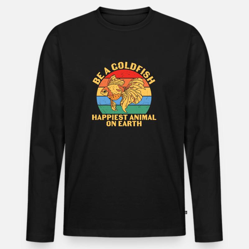 Sei ein Goldfisch glücklichstes Tier - Männer Premium Bio Langarmshirt - Schwarz