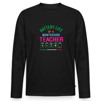 Montessori Teacher - Men's Premium Organic Long Sleeve Shirt - black - Front - Nico (187cm)