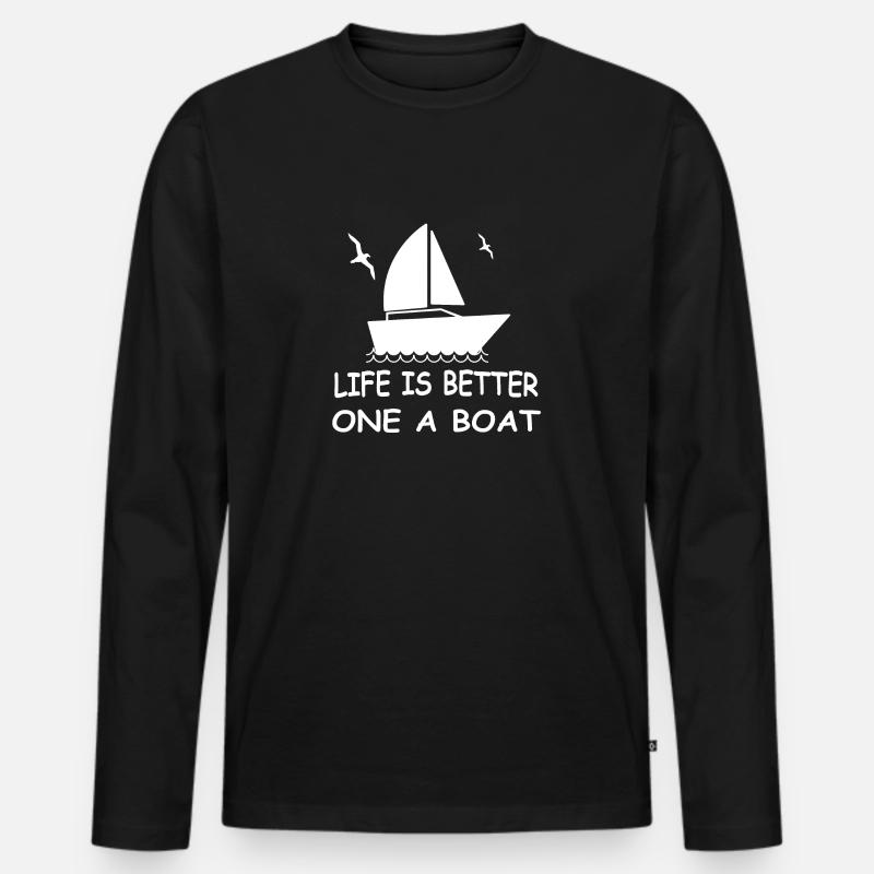 Segeln - Männer Premium Bio Langarmshirt - Schwarz