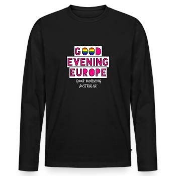 Guten Abend Europa - Männer Premium Bio Langarmshirt - Schwarz - Vorne - Nico (187cm)