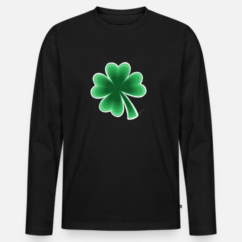 vierblättriges Kleeblatt - Männer Premium Bio Langarmshirt - Schwarz