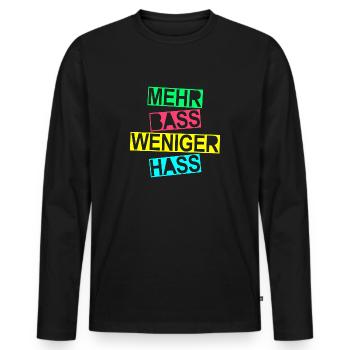 Mehr Bass Weniger Hass - Gegen Rassismus! - Männer Premium Bio Langarmshirt - Schwarz - Vorne - Nico (187cm)