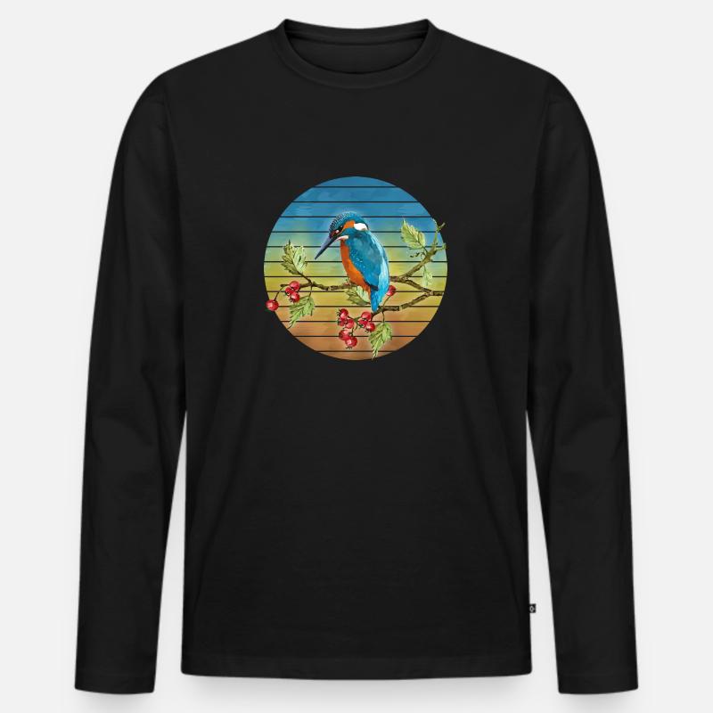 Bunter Vogel - Männer Premium Bio Langarmshirt - Schwarz