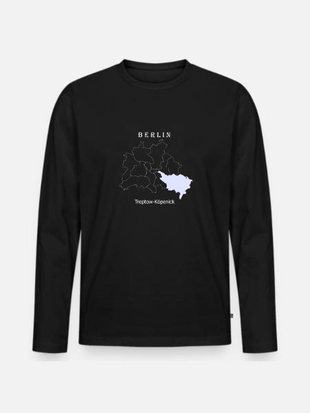 City Map Berlin Treptow Köpenick Map - Men's Premium Organic Long Sleeve Shirt - black