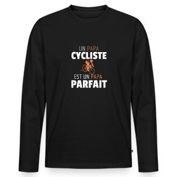 UN PAPA CYCLISTE EST UN PAPA PARFAIT - T-shirt manches longues Premium bio Homme - noir - Devant - Nico (187cm)
