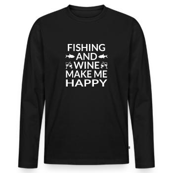 Angling - Men's Premium Organic Long Sleeve Shirt - black - Front - Nico (187cm)