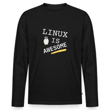 Linux is awesome - - Männer Premium Bio Langarmshirt - Schwarz - Vorne - Nico (187cm)