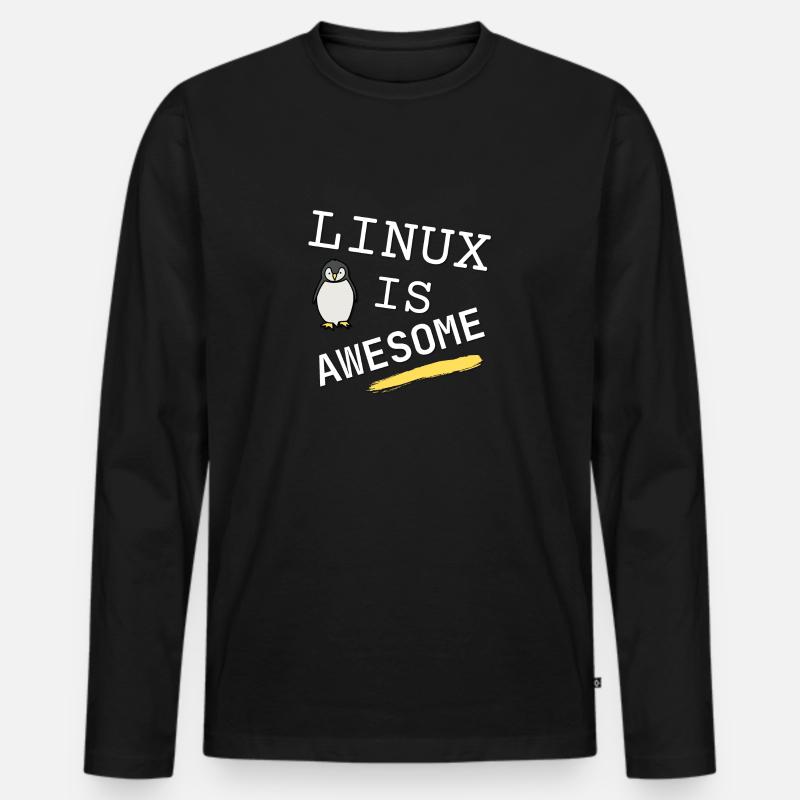 Linux is awesome - - Männer Premium Bio Langarmshirt - Schwarz