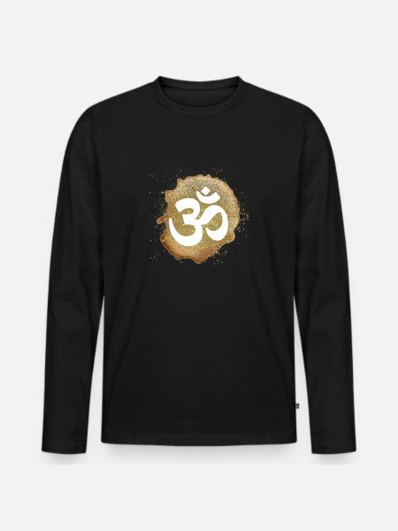 om sign gold earth elements - Men's Premium Organic Long Sleeve Shirt - black