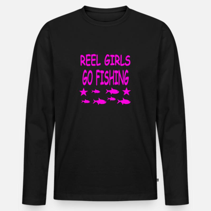 Angeln - Männer Premium Bio Langarmshirt - Schwarz