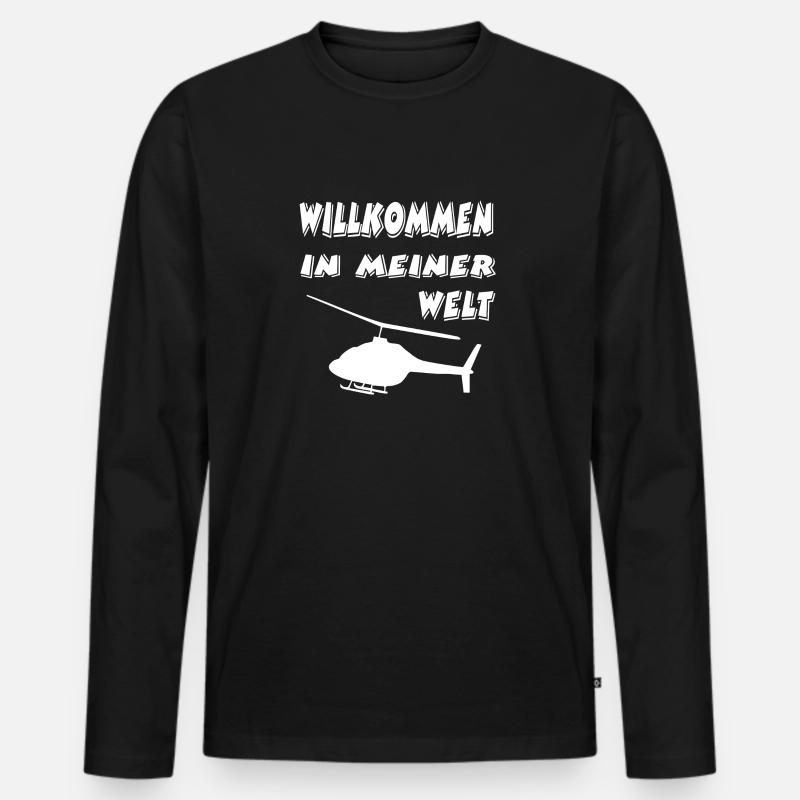Hubschrauber - Männer Premium Bio Langarmshirt - Schwarz