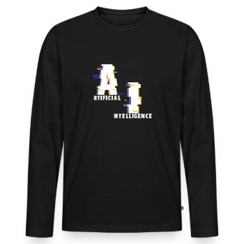 Intelligence artificielle - T-shirt manches longues Premium bio Homme - noir - Devant - Nico (187cm)