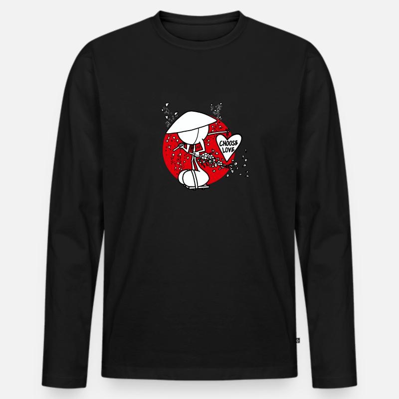 Samurai Of Hearts Plain Doddle - Männer Premium Bio Langarmshirt - Schwarz