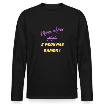 dünn, dann kann ich nicht rudern - Männer Premium Bio Langarmshirt - Schwarz - Vorne - Nico (187cm)