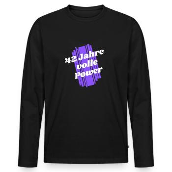 42. Geburtstag Jung geblieben - 42 Jahre alt - Männer Premium Bio Langarmshirt - Schwarz - Vorne - Nico (187cm)