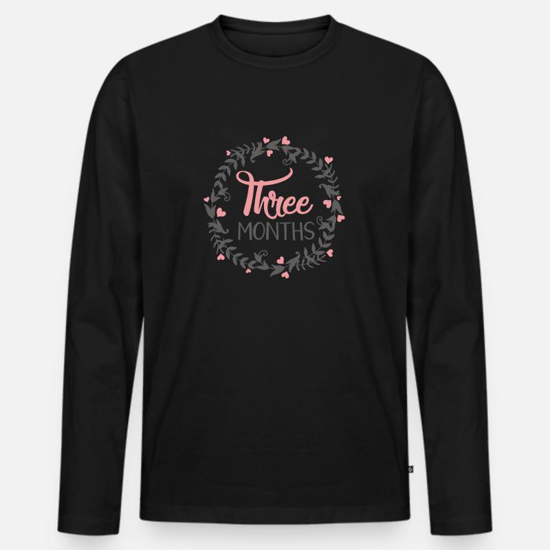 THREE MILESTONES HEART - Männer Premium Bio Langarmshirt - Schwarz