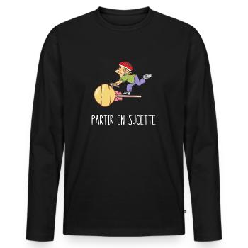 partir en sucette - T-shirt manches longues Premium bio Homme - noir - Devant - Nico (187cm)