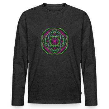 COLOR Flower 4 - Männer Premium Bio Langarmshirt - Anthrazit meliert - Vorne - Nico (187cm)