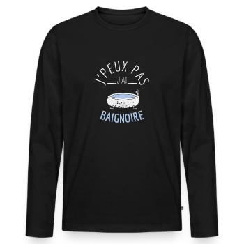 J'Peux Pas J'Ai Baignoire - T-shirt manches longues Premium bio Homme - noir - Devant - Nico (187cm)