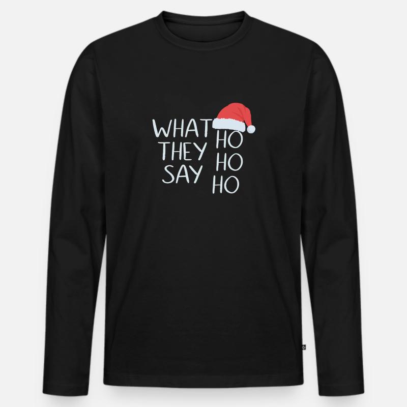 Ho Ho Ho - Männer Premium Bio Langarmshirt - Schwarz