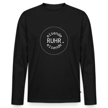RUHR.reisender - Männer Premium Bio Langarmshirt - Schwarz - Vorne - Nico (187cm)