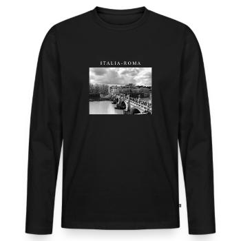 LUXURY - ITALIA - Men's Premium Organic Long Sleeve Shirt - black - Front - Nico (187cm)