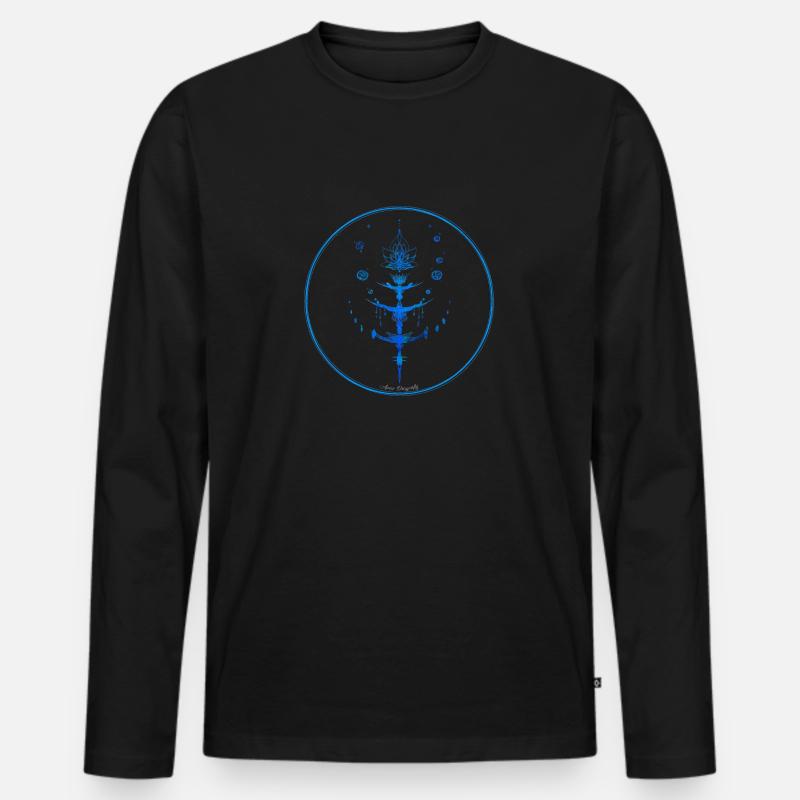 Mystique Collection ~ hellblau ~ n°6 - Männer Premium Bio Langarmshirt - Schwarz