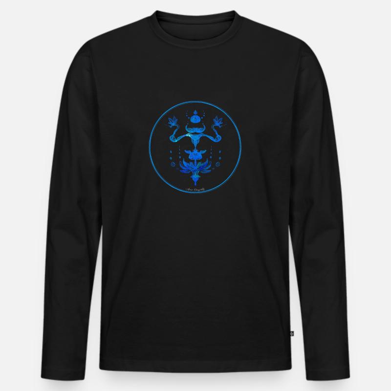 Mystique Collection ~ hellblau ~ n°5 - Männer Premium Bio Langarmshirt - Schwarz