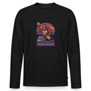 Bigfoot DJ Party Hard ! - Männer Premium Bio Langarmshirt - Schwarz - Vorne - Nico (187cm)