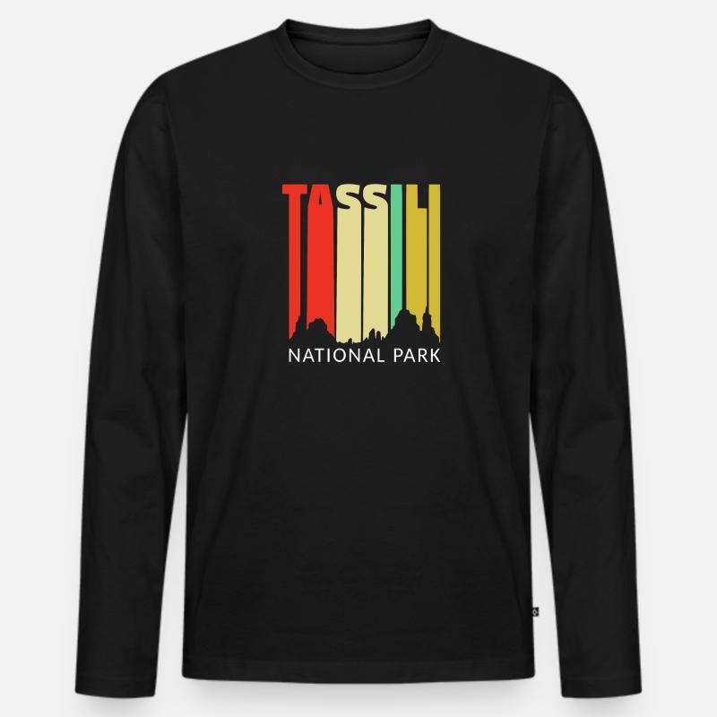 TASSILI - Männer Premium Bio Langarmshirt - Schwarz