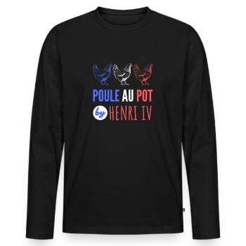 poule au pot by Henry IV - T-shirt manches longues Premium bio Homme - noir - Devant - Nico (187cm)
